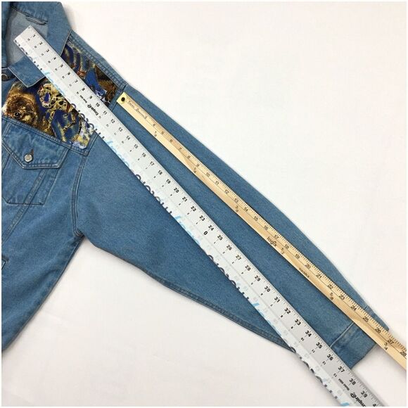 WRANGLER‎ Denim Jacket Mens Size 2XL Blue Indian Chief Native Hip Hop - Picture 8 of 8